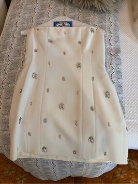 A.L.C. Ivory Strapless Embellished Mini Dress